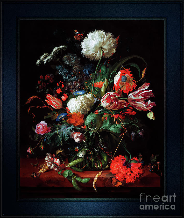 Vase of Flowers by Jan Davidsz de Heem Remastered Xzendor7 Fine Art Classical Reproductions Painting by Rolando Burbon