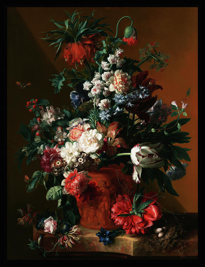 Vase of Flowers by Jan van Huysum Painting by Rolando Burbon