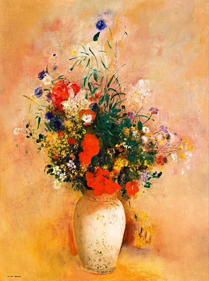 Vase of Flowers in a Pink Background Painting by Peter Ogden