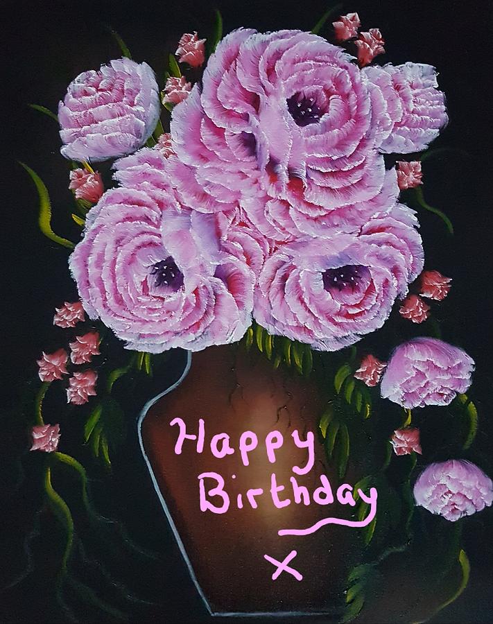 Vase Of Gorgeous Beauty Birthday Wishes Painting