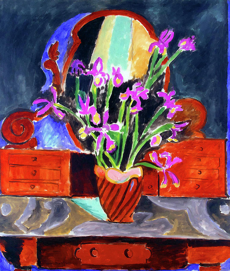 Flower Painting - Vase of Irises by Jon Baran