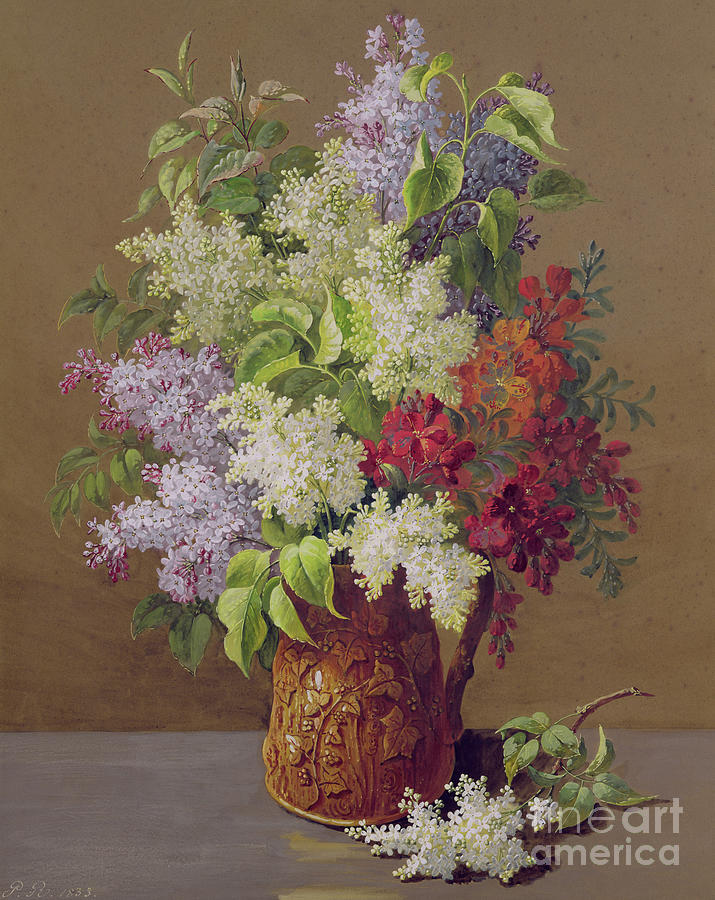 Vase of Lilacs Painting by Pierre Joseph Redoute