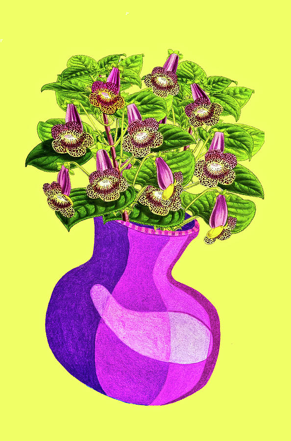 Vase of purple flowers Mixed Media by Lorena Cassady