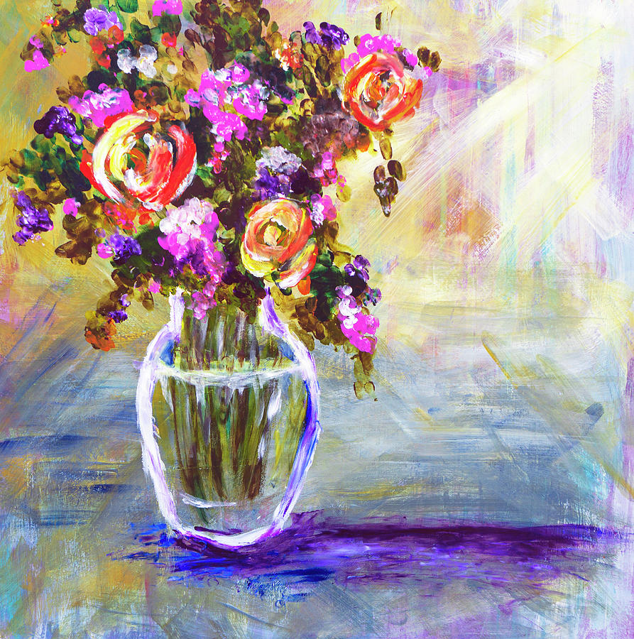 Vase of Roses Painting by Joanne Herrmann