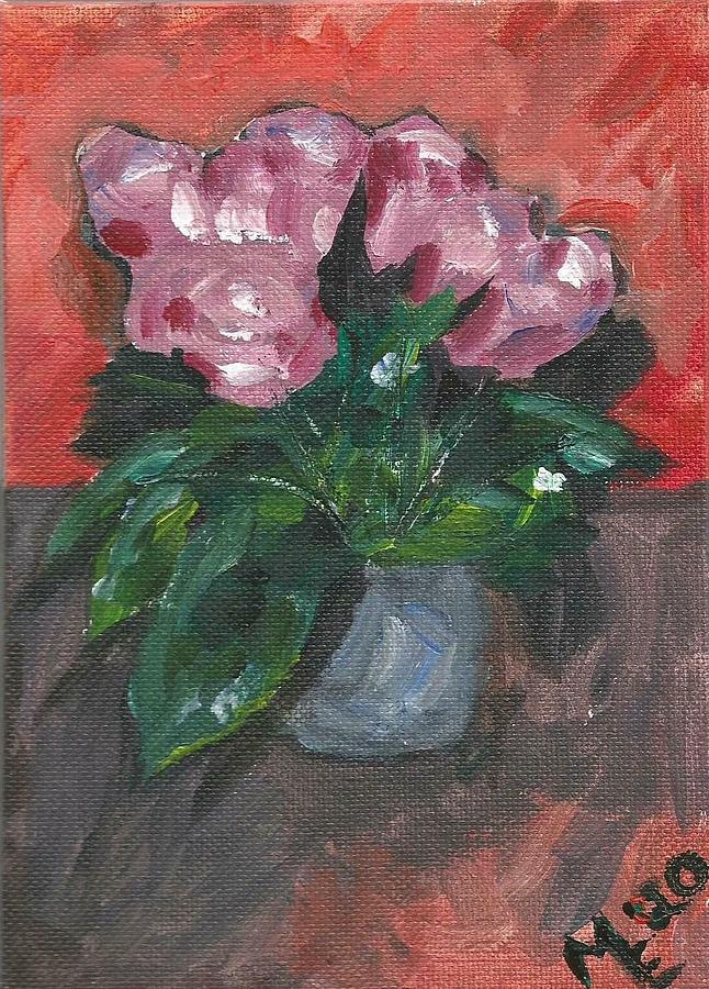 Vase of Roses Painting by Monica Resinger