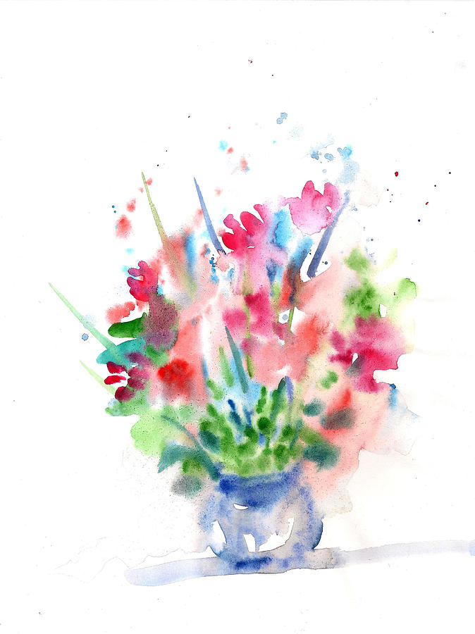 Vase of spring flowers Painting by Asha Sudhaker Shenoy