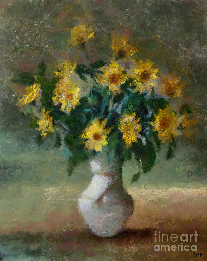 Vase With Black-Eye Susans Painting by Dragica Micki Fortuna