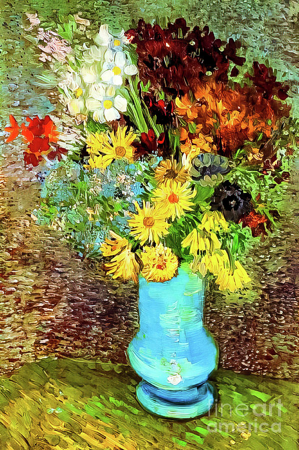 Vase With Daisies and Anemones by Vincent Van Gogh 1887 Painting by Vincent Van Gogh