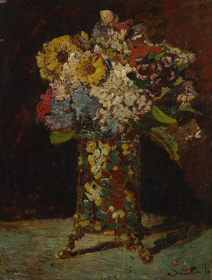 Vase with Flowers, 1875 Painting by Treasured Art Gallery - Fine Art ...