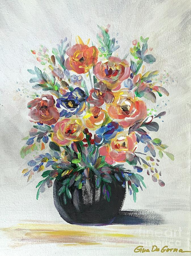 Vase with Flowers Digital Art by Gina De Gorna