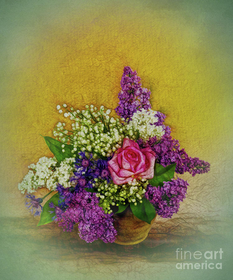 Vase with Mixed Flowers Digital Art by Judi Bagwell