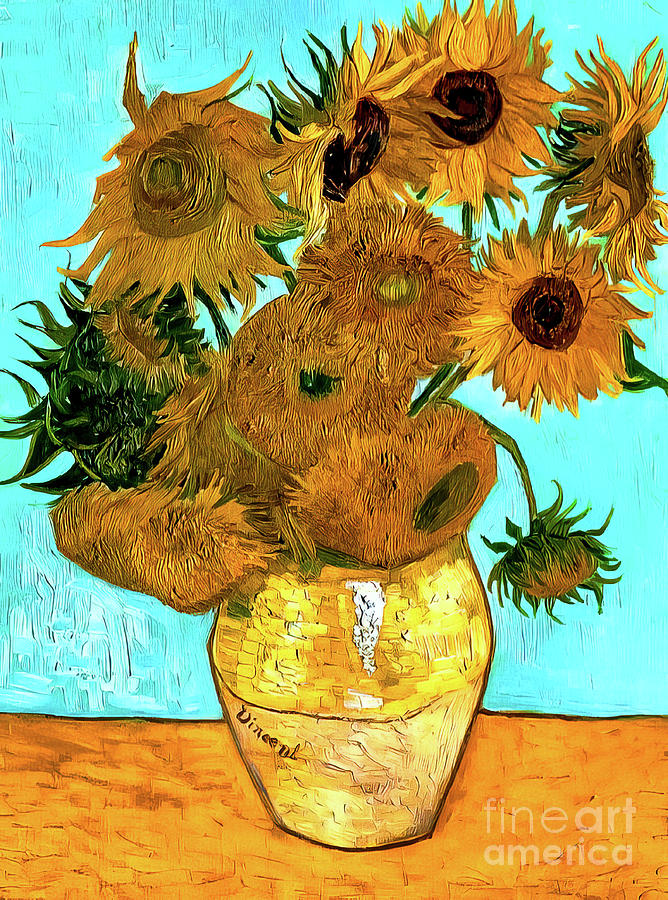 Vase With Twelve Sunflowers by Vincent Van Gogh 1889 Painting by Vincent Van Gogh