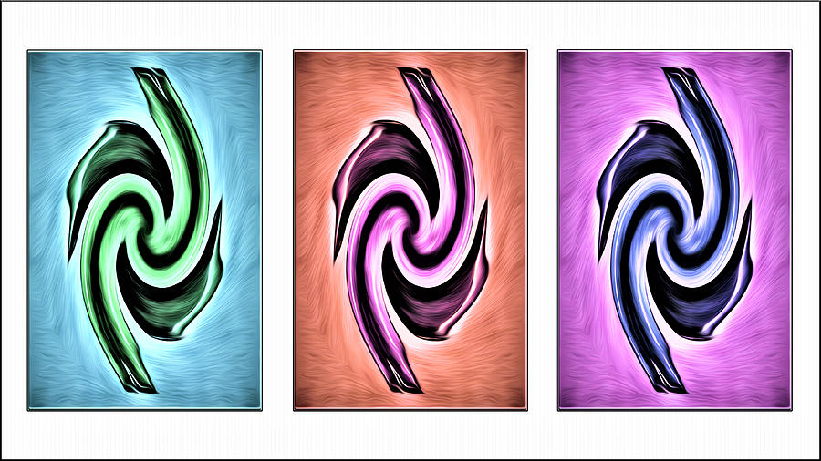 Vases in Three - Abstract White Digital Art by Ronald Mills