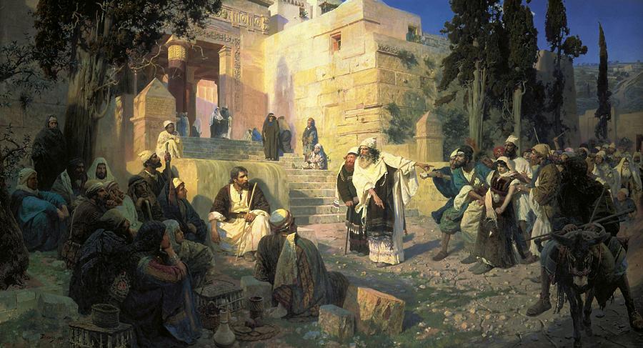 Vasily Polenov - A depiction of Jesus and the woman taken in adultery ...