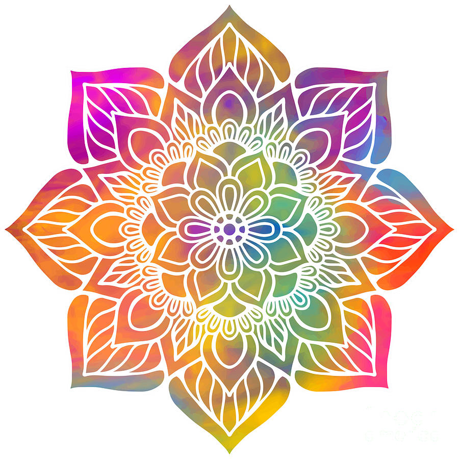 Vasthan - Colorful Vibrant Rainbow Mandala Pattern Digital Art by Sambel Pedes
