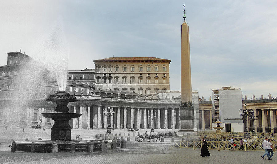 Vatican Fountain, Old and New Photograph by Eric Nagy