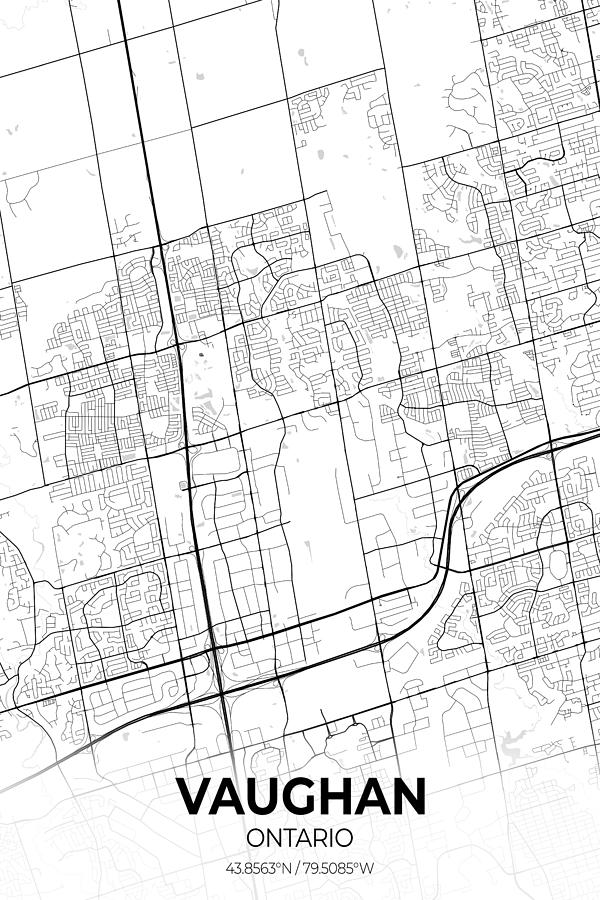 Vaughan Ontario City Map Digital Art by Artgenik Official - Fine Art ...