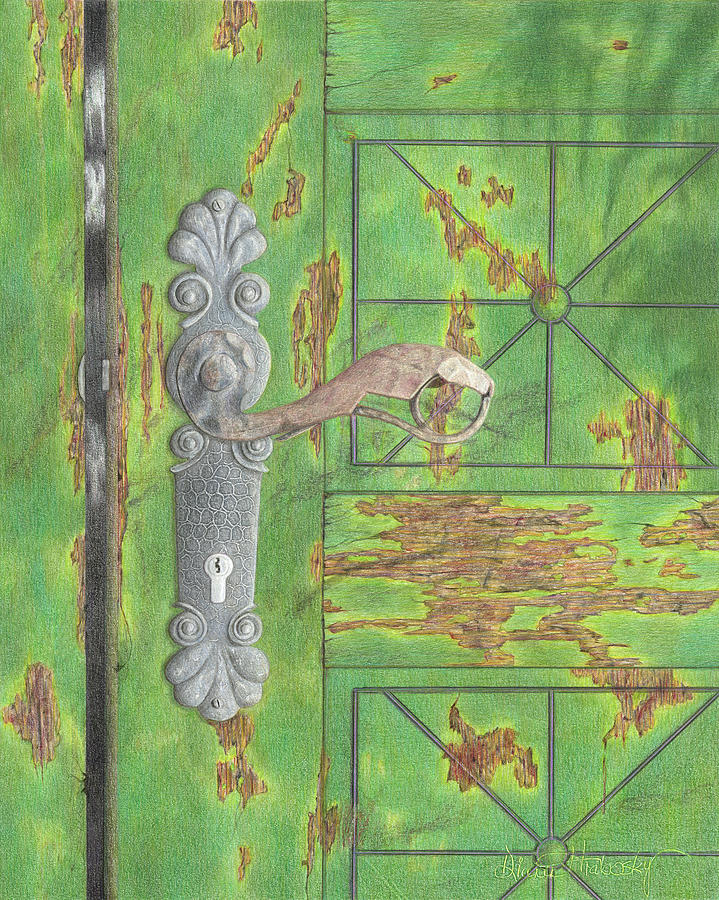 Vecchia Porta Verde Drawing by Diana Hrabosky
