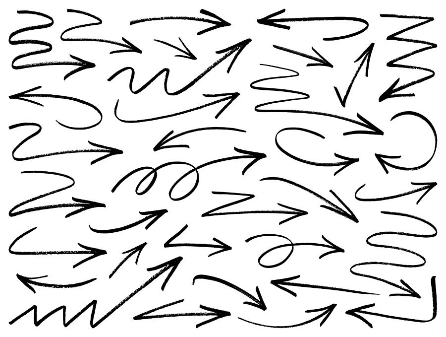 Vector arrows, brush strokes Drawing by Ulimi