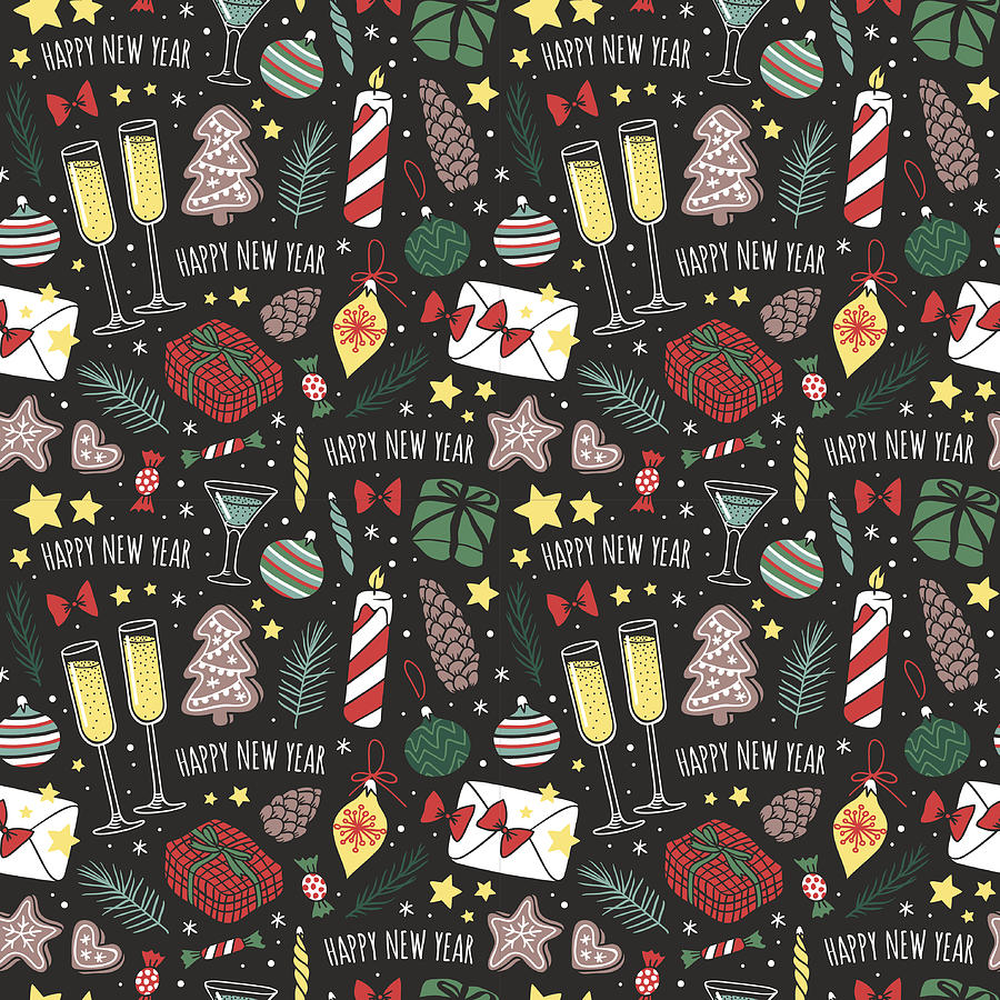 Vector Christmas seamless pattern. Drawing by Adekvat