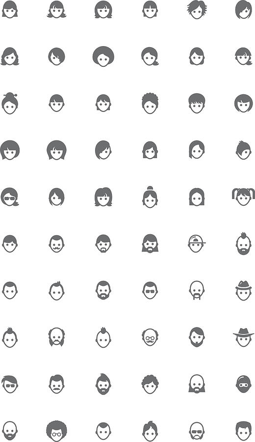Vector faces icon set Drawing by Tarras79