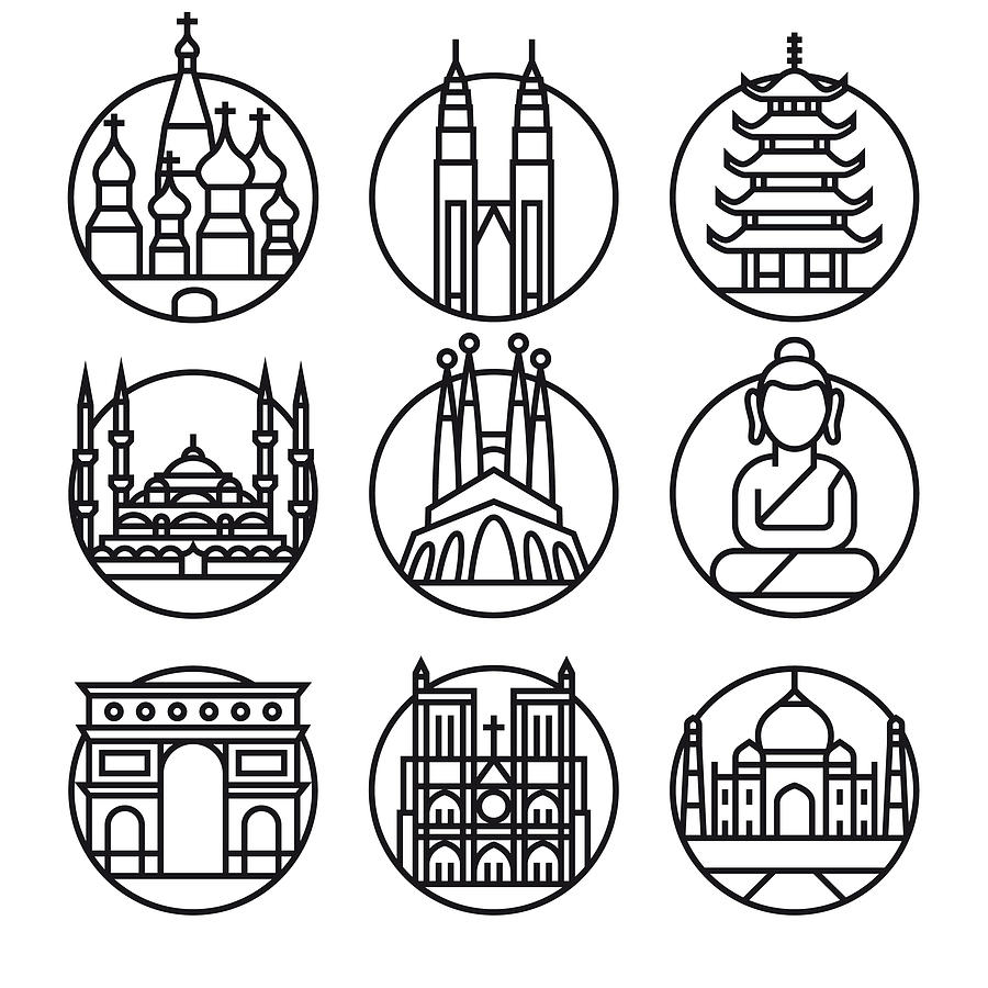 Vector Famous Travel - Icon Set Drawing by Et-artworks