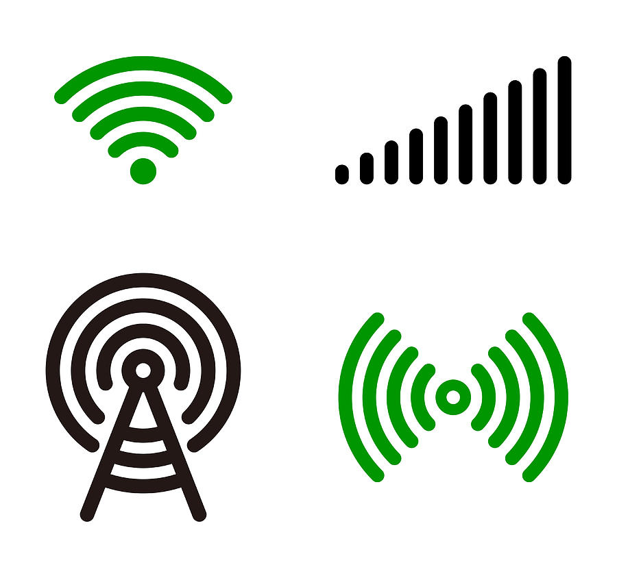 Vector green Wifi symbol icon set Drawing by Hudiemm