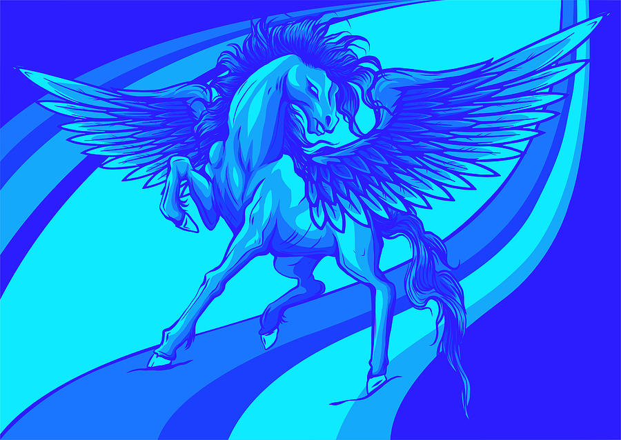 Vector illustration colored running horse Pegasus design Digital Art by ...