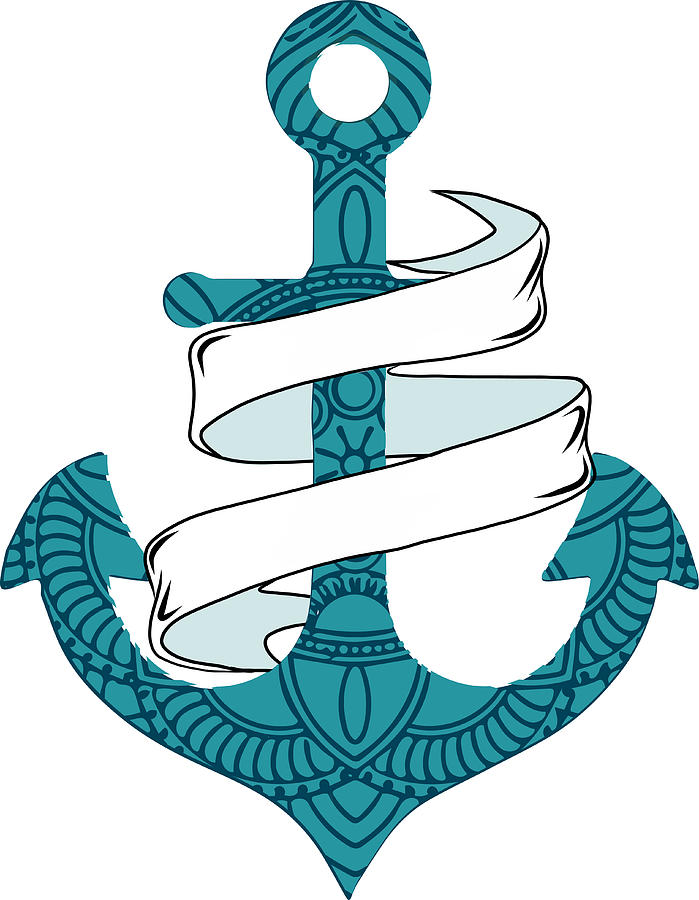 vector illustration Nautical anchor with rope and ribbon Digital Art by  Dean Zangirolami - Pixels