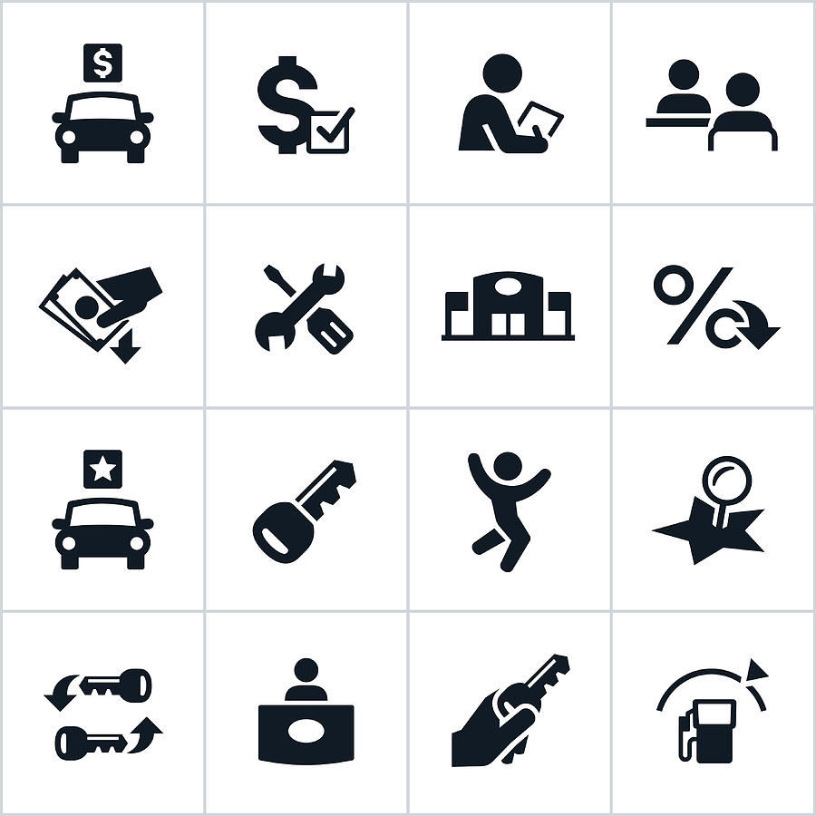 Vector illustration of car dealership icons Drawing by Appleuzr
