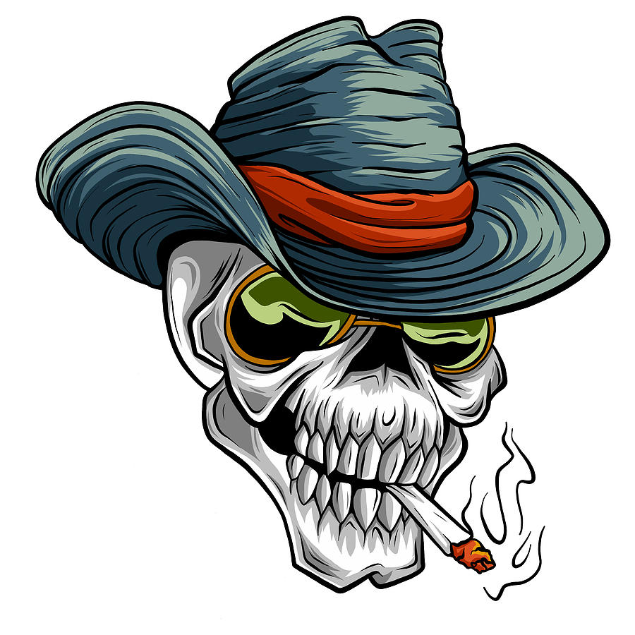 Vector Illustration Of Cowboy Skull Cartoon Style Digital Art by Dean  Zangirolami - Pixels