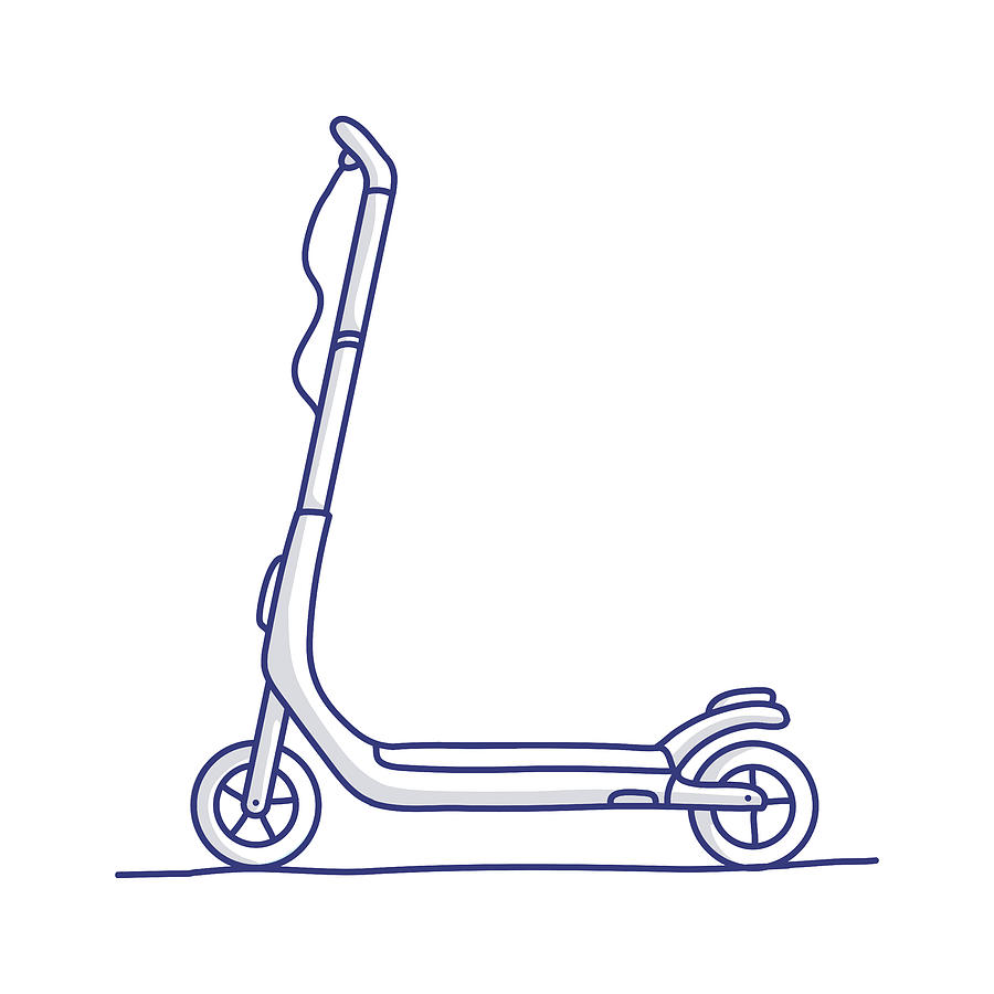 Vector Illustration of Electric Scooter. Flat Modern Design for Web Page, Banner Drawing by Kadirkaba