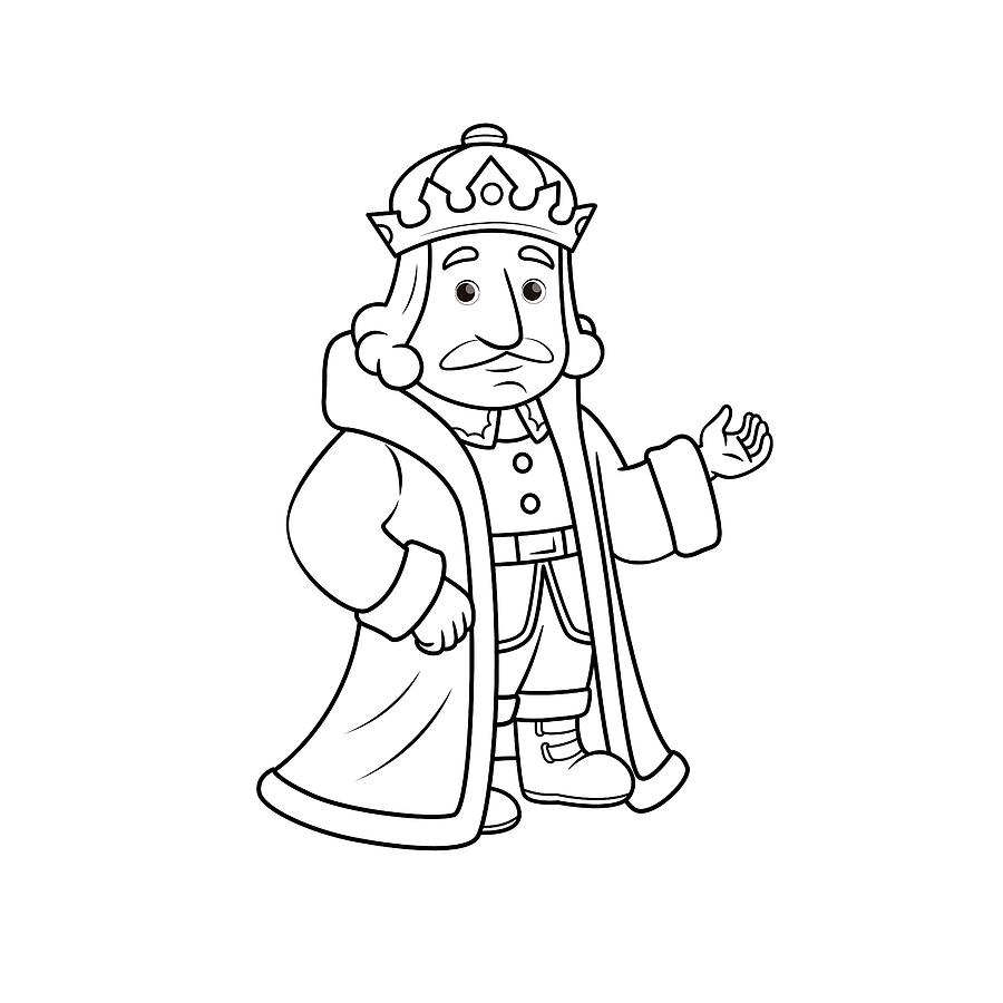 Vector illustration of king isolated on white background for kids coloring book. Drawing by Easy_Company