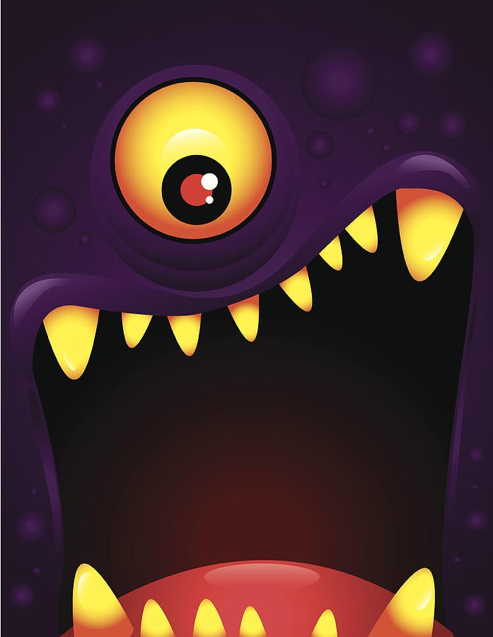 Vector illustration of monster with open mouth Drawing by Susaro
