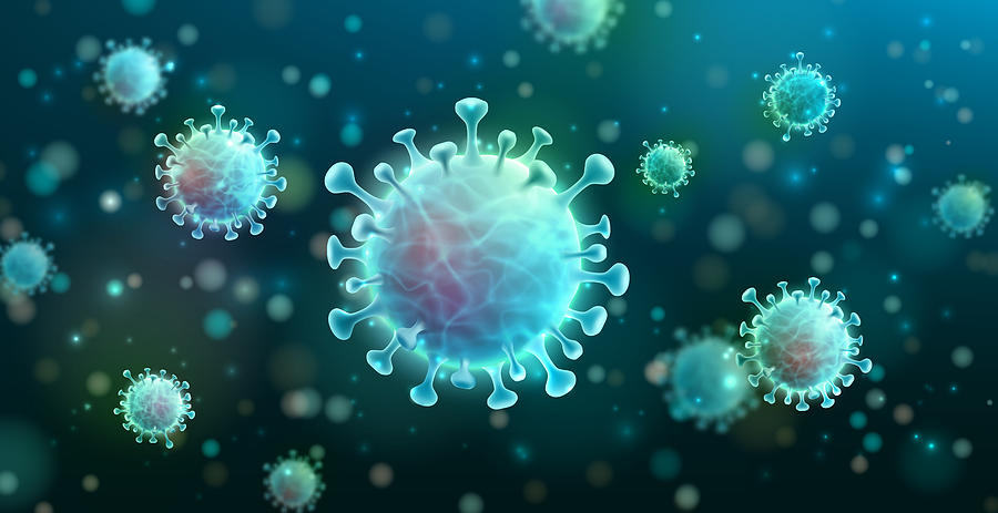 Vector of Coronavirus 2019-nCoV and Virus background with disease cells. COVID-19 Corona virus outbreaking and Pandemic medical health risk concept. Vector illustration eps 10 Photograph by Fotomay