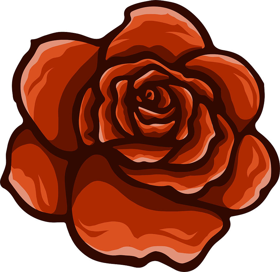 Vector Red Rose Cartoon Style On White Background Digital Art By Dean