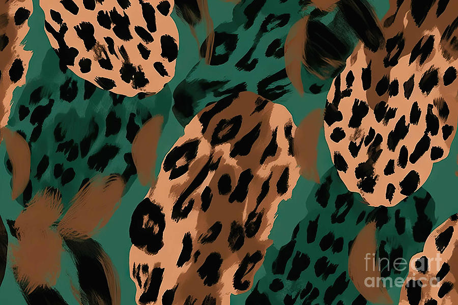 Abstract Painting - Vector seamless leopard print. Animal skin pattern. Spots of wil by N Akkash