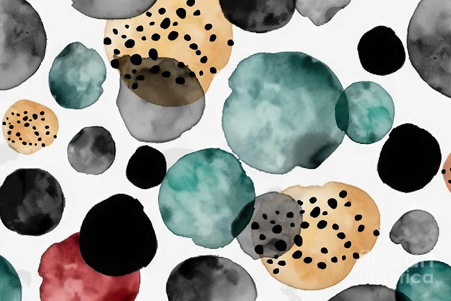 Abstract Painting - Vector seamless pattern with watercolor circles. Abstract grunge by N Akkash