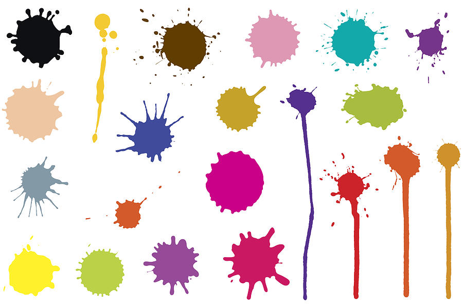 Vector set of ink blobs. Color splatter isolated on white background Drawing by Stefan_Alfonso