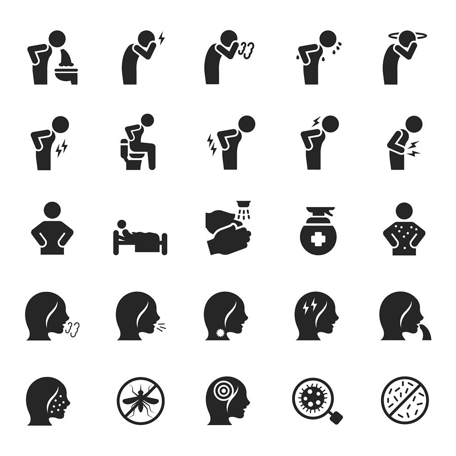 Vector set of sick icons Drawing by FingerMedium