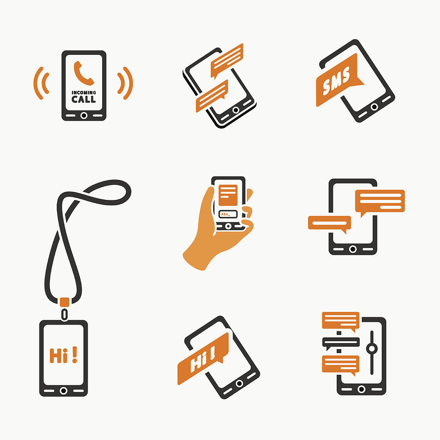 Vector smart phone icons on White Drawing by Marnikus