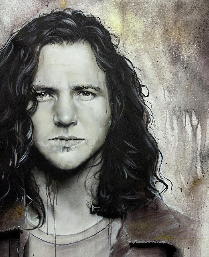 Pearl Jam Painting - Vedder in Sepia - Original Painting of Eddie Vedder by Christian Chapman Art