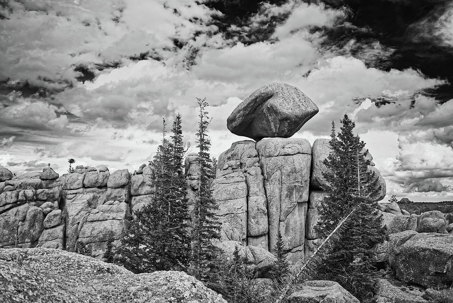 Vedauwoo Balancing Rock Black and White Photograph by Chance Kafka