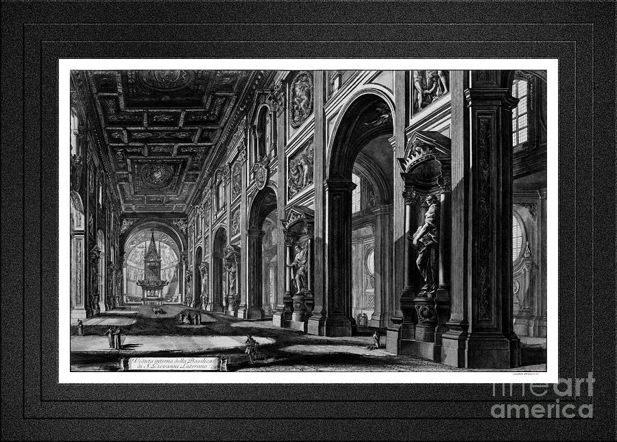 Veduta Interna Della Basilica by Giovanni Battista Piranesi Remastered Xzendor7 Reproductions Painting by Xzendor7