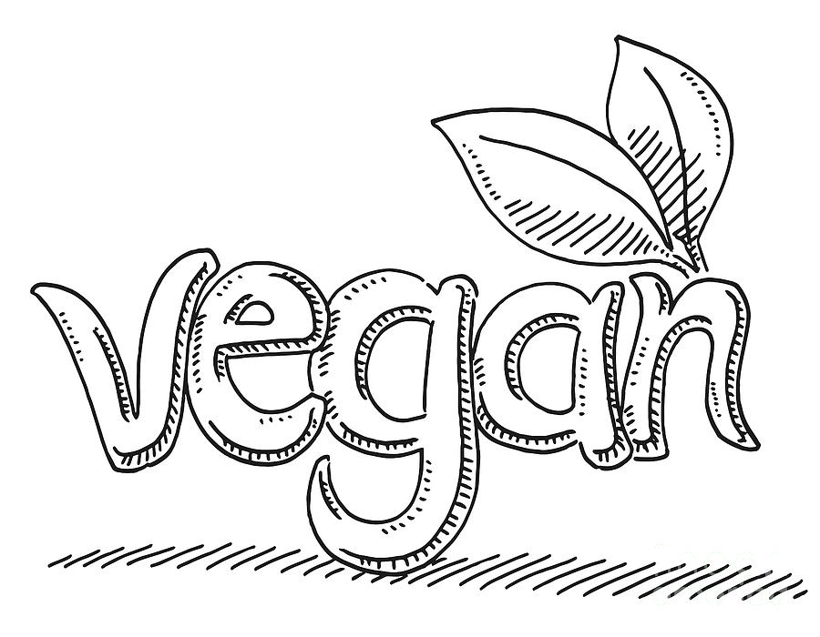 Vegan Text Symbol Drawing Drawing by Frank Ramspott | Fine Art America