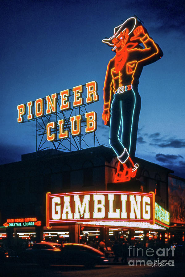 Vegas Vic Pioneer Club Casino 1950s at Dusk Photograph by Aloha Art