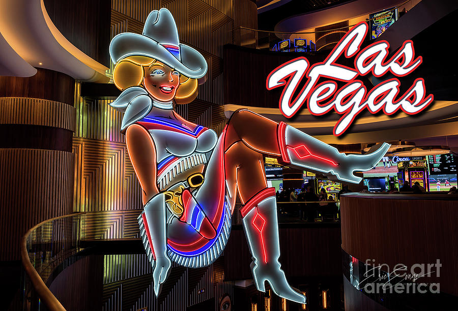 Vegas Vickie Profile Neon Sign Post Card Photograph by Aloha Art