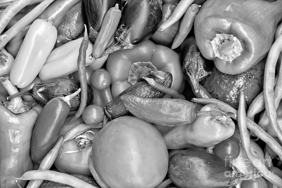Vegetable Garden Assortment Black And White Photograph by Adam Jewell