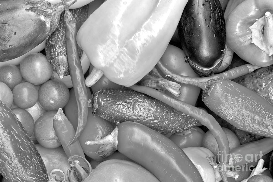 Vegetable Textures And Colors Black And White Photograph by Adam Jewell