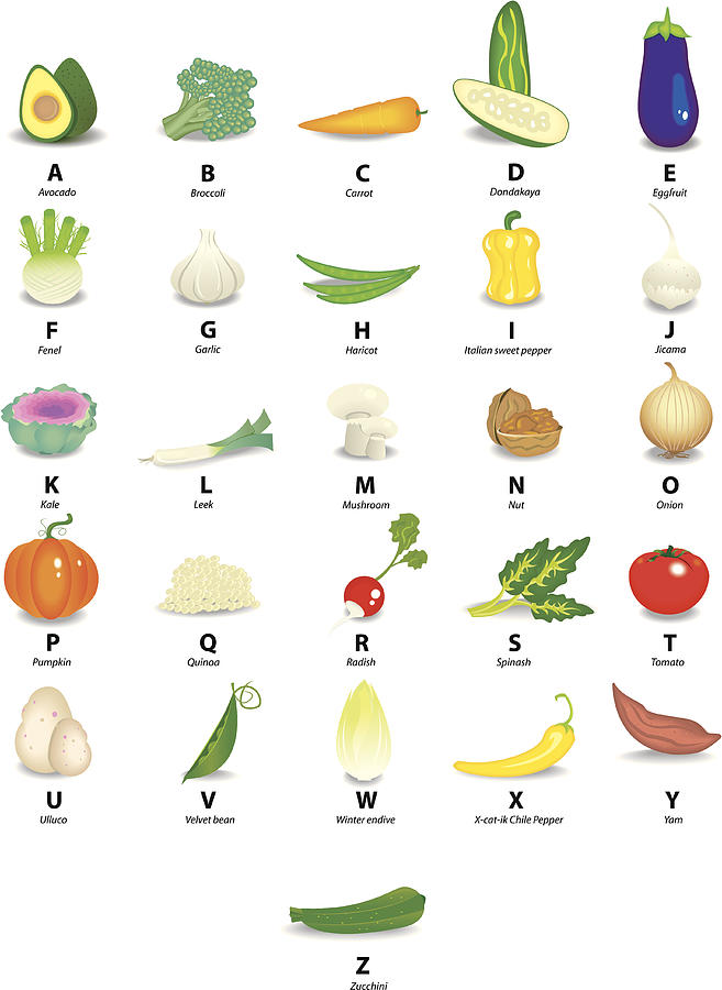 Vegetables Alphabet Drawing by magaliB